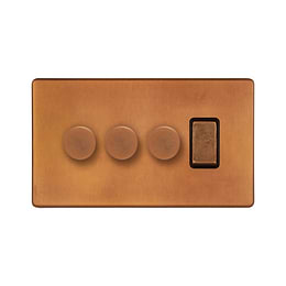 Antique Copper Dimmer Rocker Combo Switch
