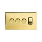 Soho Lighting Brushed Brass 4 Gang Switch with 3 Dimmers (3 x 2-Way intelligent Dimmer & 1 x 2-Way Switch)