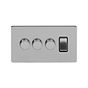 Soho Lighting Brushed Chrome 4 Gang Switch with 3 Dimmers (3x150W LED Dimmer 1x20A Switch)