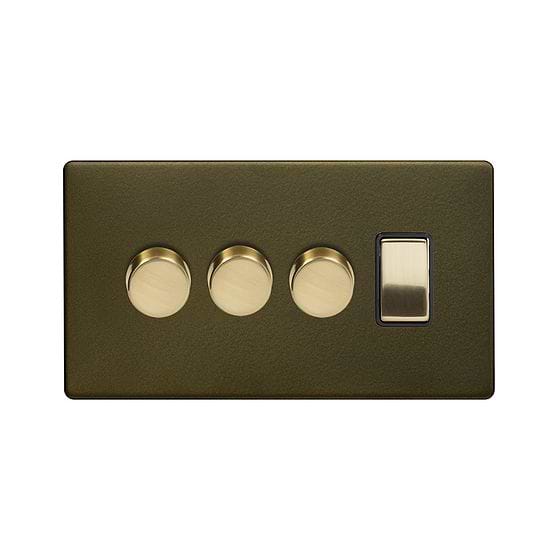 Bronze and Brass Dimmer Rocker Combo Switch
