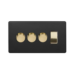 Matt Black and Brass Dimmer Rocker Combo Switch