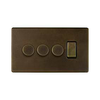 Vintage Brass Dimmer Rocker Combo Switch
