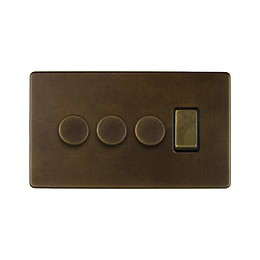 Vintage Brass Dimmer Rocker Combo Switch