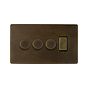 Soho Lighting Vintage Brass 4 Gang Switch with 3 Dimmers (3 x 2-Way intelligent Dimmer & 1 x 2-Way Switch)