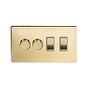 Soho Lighting Brushed Brass 4 Gang Dimmer and Rocker Switch Combo (2 x 2-Way intelligent Dimmer & 2 x 2-Way Switch)