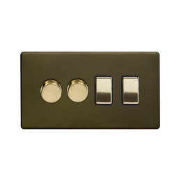 Bronze and Brass Dimmer Rocker Combo Switch