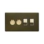Soho Lighting Bronze with Brushed Brass 4 Gang Switch with 2 Dimmers (2x150W LED Dimmer 2x20A Switch) 