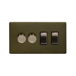Soho Lighting Bronze 4 Gang Switch with 2 Dimmers (2 x 2-Way intelligent Dimmer & 2 x 2-Way Switch)