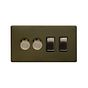 Soho Lighting Bronze 4 Gang Switch with 2 Dimmers (2 x 2-Way intelligent Dimmer & 2 x 2-Way Switch)