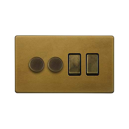 Old Brass Dimmer Rocker Combo Switch
