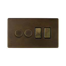 Vintage Brass Dimmer Rocker Combo Switch
