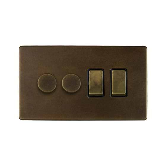 Vintage Brass Dimmer Rocker Combo Switch