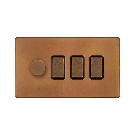 Antique Copper Dimmer Rocker Combo Switch
