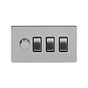 Soho Lighting Brushed Chrome 4 Gang Switch with 1 Dimmer (1x150W LED Dimmer 3x20A Switch)