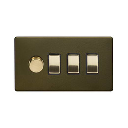 Bronze and Brass Dimmer Rocker Combo Switch
