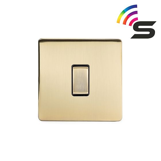 Soho Lighting Brushed Brass 1 Gang 150W Zigbee Smart Rocker Switch Black Insert