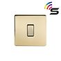 Soho Lighting Brushed Brass 1 Gang 150W Zigbee Smart Rocker Switch Black Insert