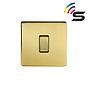 Soho Lighting Brushed Brass 1 Gang 150W Zigbee Smart Rocker Switch Black Insert