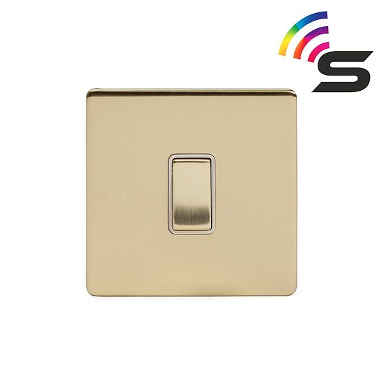 Soho Lighting Brushed Brass 1 Gang 150W Zigbee Smart Rocker Switch White Insert