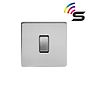 Soho Lighting Brushed Chrome 1 Gang 150W Zigbee Smart Rocker Switch Black Insert