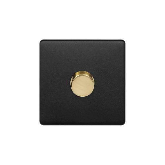 Soho Lighting Matt Black & Brushed Brass 1 Gang 2-Way Intelligent Dimmer 150W LED (300W Halogen/Incandescent)
