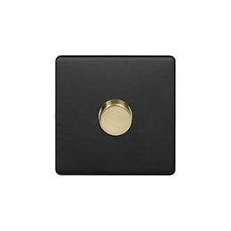Matt Black and Brass 1 Gang Dimmer Switch

