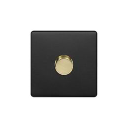 Soho Lighting Matt Black & Brushed Brass 1 Gang 400W LED Dimmer Switch