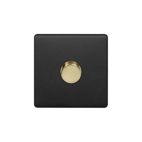 Matt Black and Brass 1 Gang Dimmer Switch

