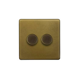 Soho Lighting Old Brass 2 Gang Intelligent Trailing Dimmer Switch 150W LED (300w Halogen/Incandescent)