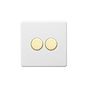 Soho Lighting Primed Paintable 2 Gang 2 -Way 150W LED (300w Halogen/Incandescent) with Brushed Brass Switch