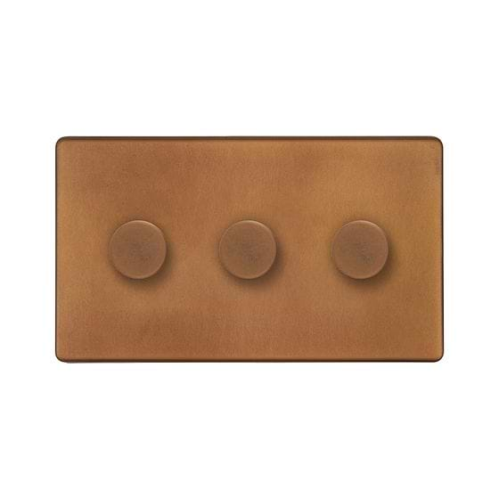 Soho Lighting Antique Copper 3 Gang 2-Way Intelligent Dimmer 150W LED (300w Halogen/Incandescent)