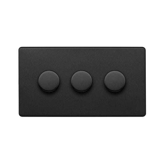 Soho Lighting Matt Black 3 Gang 400W LED Dimmer Switch