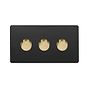 Soho Lighting Matt Black & Brushed Brass 3 Gang 2-Way Intelligent Dimmer 150W LED (300W Halogen/Incandescent)