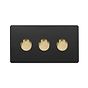 Soho Lighting Matt Black & Brushed Brass 3 Gang Intelligent Trailing Dimmer Screwless 150W LED (300w Halogen/Incandescent)