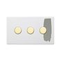 Soho Lighting Primed Paintable 3 Gang 2 -Way Intelligent Dimmer 150W LED (300w Halogen/Incandescent) with Brushed Brass Switch