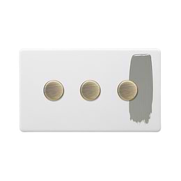 Soho Lighting Primed Paintable 3 Gang 2 -Way Intelligent 150W LED (300W Halogen/Incandescent) with Antique Brass Switch