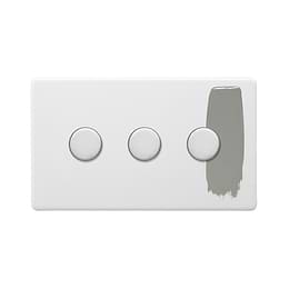 Soho Lighting Primed Paintable 3 Gang 2 -Way Intelligent Dimmer 150W LED (300w Halogen/Incandescent) with Brushed Chrome Switch