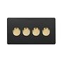 Soho Lighting Matt Black & Brushed Brass 4 Gang 2-Way Intelligent Dimmer 150W LED (300w Halogen/Incandescent)
