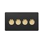 Soho Lighting Matt Black & Brushed Brass 4 Gang Intelligent Trailing Dimmer Screwless 150W LED (300w Halogen/Incandescent)