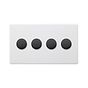 Soho Lighting Primed Paintable 4 Gang 2 -Way Intelligent Dimmer Switch 150W LED (300w Halogen/Incandescent) with Matt Black Switch