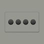 Soho Lighting Primed Paintable 4 Gang 2 -Way Intelligent Dimmer Switch 150W LED (300w Halogen/Incandescent) with Matt Black Switch
