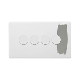 Soho Lighting Primed Paintable 4 Gang 2 Way Intelligent Dimmer Switch 150W LED (300w Halogen/Incandescent) with White Switch