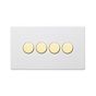 Soho Lighting Primed Paintable 4 Gang 2 -Way Intelligent Dimmer 150W LED (300w Halogen/Incandescent) with Brushed Brass Switch