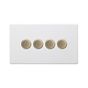Soho Lighting Primed Paintable 4 Gang 2 Way Intelligent Dimmer Switch 150W LED (300w Halogen/Incandescent) with Antique Brass Switch