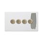 Soho Lighting Primed Paintable 4 Gang 2 Way Intelligent Dimmer Switch 150W LED (300w Halogen/Incandescent) with Antique Brass Switch