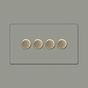 Soho Lighting Primed Paintable 4 Gang 2 Way Intelligent Dimmer Switch 150W LED (300w Halogen/Incandescent) with Antique Brass Switch