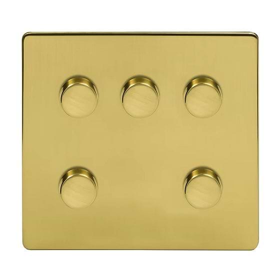 Soho Lighting Brushed Brass 5 Gang 2 -Way Intelligent Dimmer 150W LED (300w Halogen/Incandescent) 