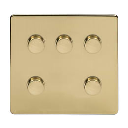 Brushed brass 5 gang dimmer switch