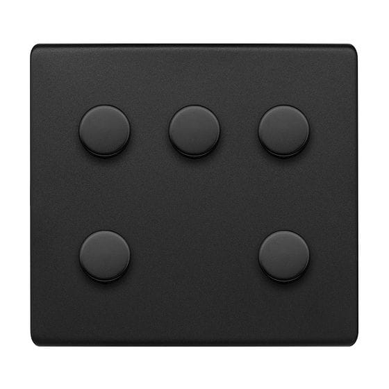 Soho Lighting Matt Black 5 Gang 2-Way Intelligent Dimmer 150W LED (300W Halogen/Incandescent) 