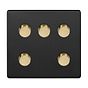 Soho Lighting Matt Black & Brushed Brass 5 Gang 2-Way Intelligent Dimmer 150W LED (300w Halogen/Incandescent)  